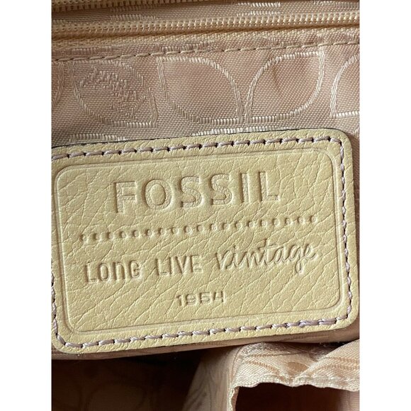 Fossil Yellow Leather Shoulder Bag With Inner & Outer Zippers - Picture 5 of 12